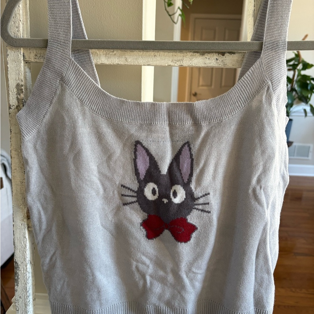 Studio Ghibli Kiki’s Delivery Service Jiji Gray ribbed knitted Top